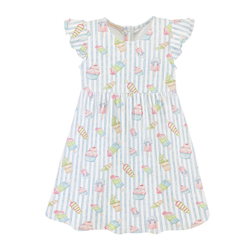 NEW BABY CLUB CHIC girl's scoops & smiles dress in white multi